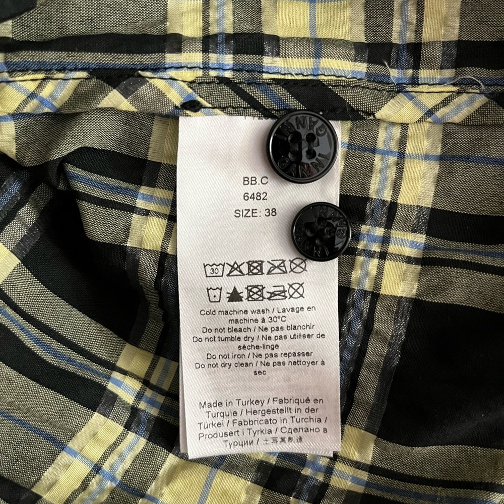 GANNI Checked cotton-ble seersucker mini shirt dress size 38 - Picture 15 of 16